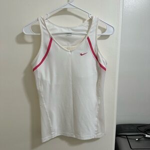 Nike Women's Tank Top in White with Pink Accents